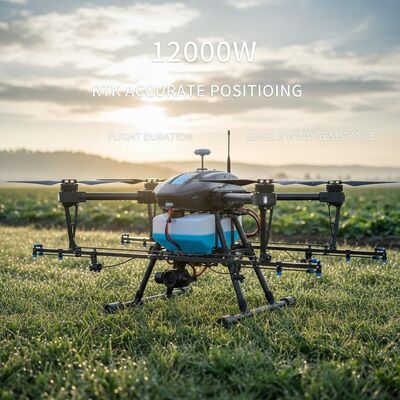 Drone pulvérisateur agricole en fibre de carbone TPU avec 12000W Durée de vol RTK positionnement précis et résistance au vent de niveau 8